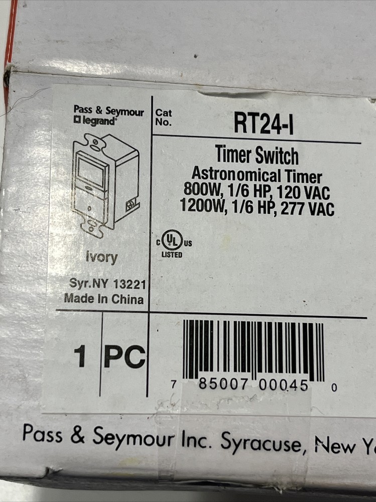 Pass & Seymour Rt24-I 800W 1/6Hp Countdown Timer, Ivory