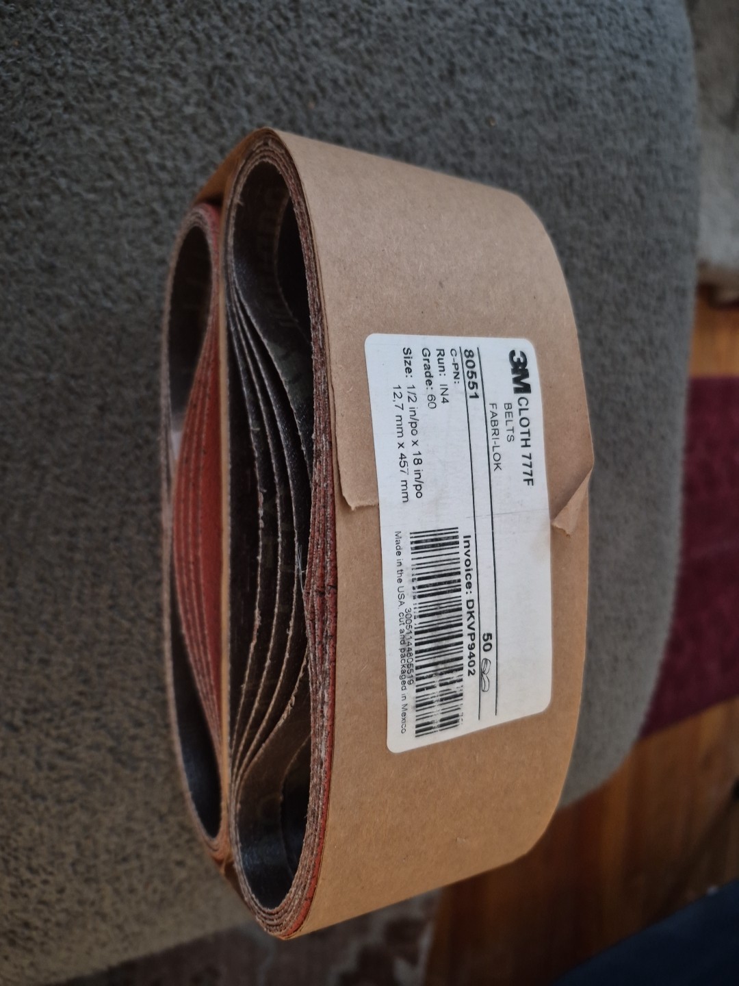 3M(TM) Cloth Belt 777F, 1/2 in x 18 in 60 YF-weight, 50 per inner