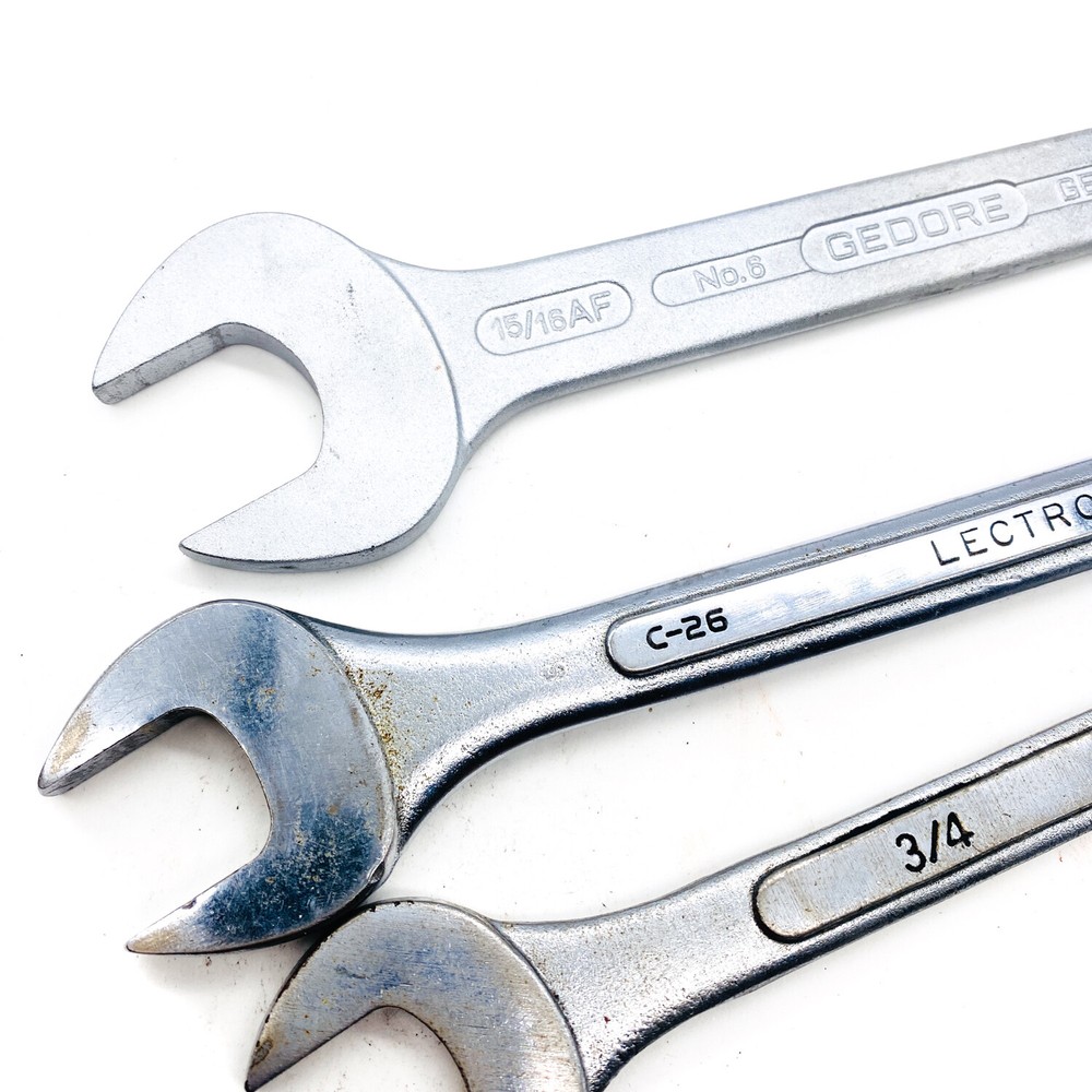 5 Pcs Gedore, Lectrolite and Assorted Open End, Combination Wrench Set