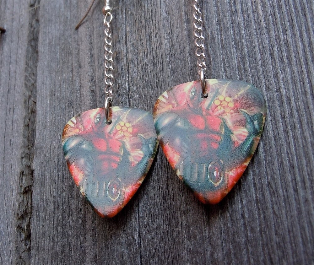 Deadpool Dangling Guitar Pick Earrings