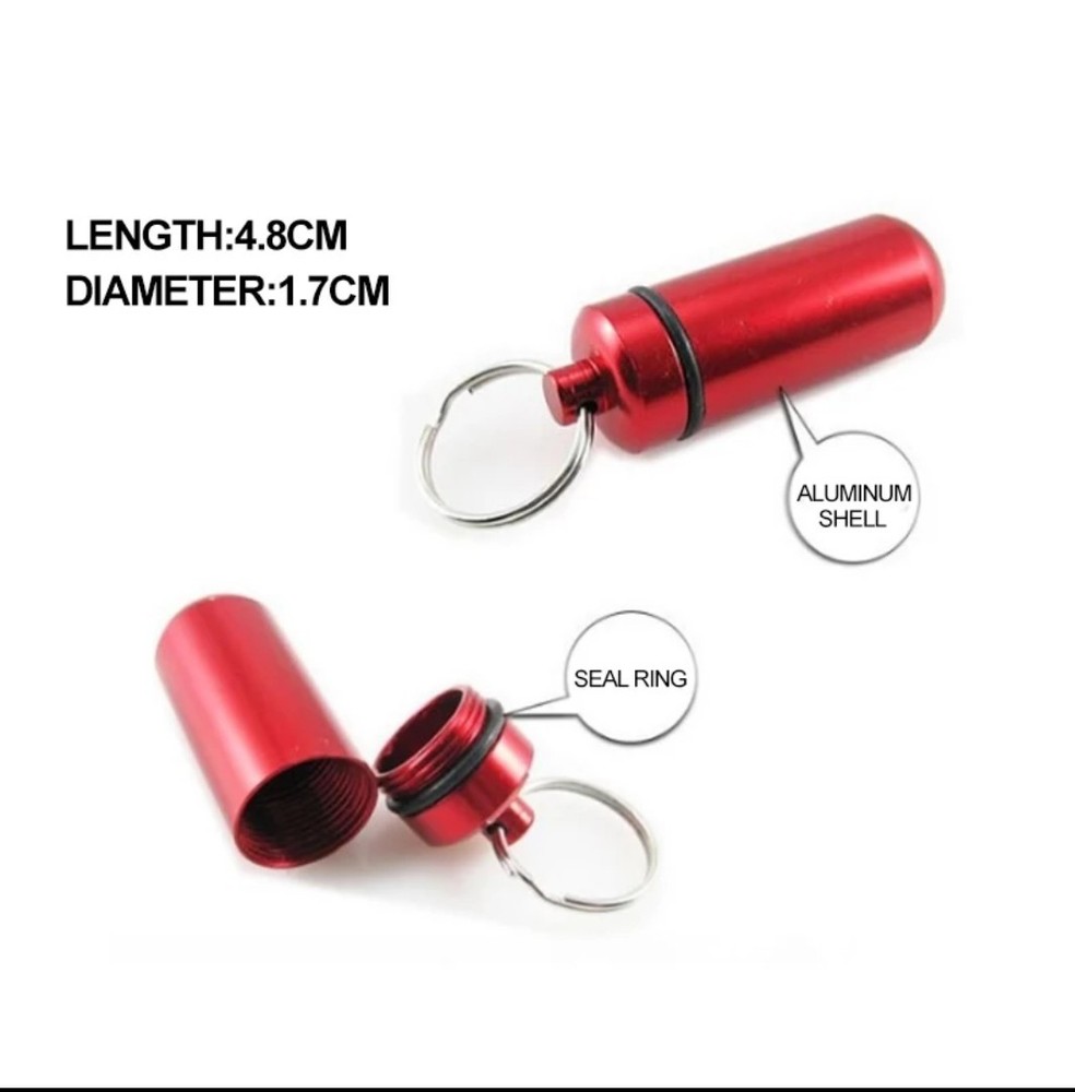 2pc Waterproof Aluminum Mini Pill Holder Container Keychain M4
