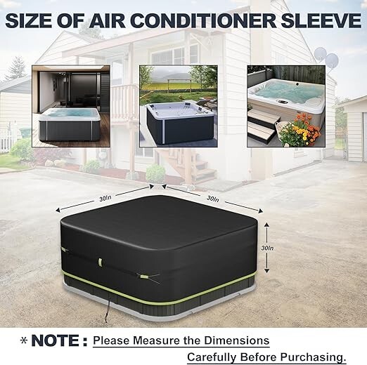 Safana Hot Tub Cover, Square, Outdoor SPA Pool Covers 90 x 90 Black