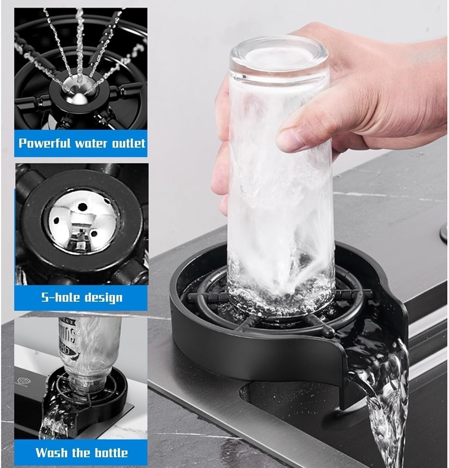 Flying Rain Stainles Steel Watefall Kitchen Sink w PullDown Faucet Gray 31.5INCH