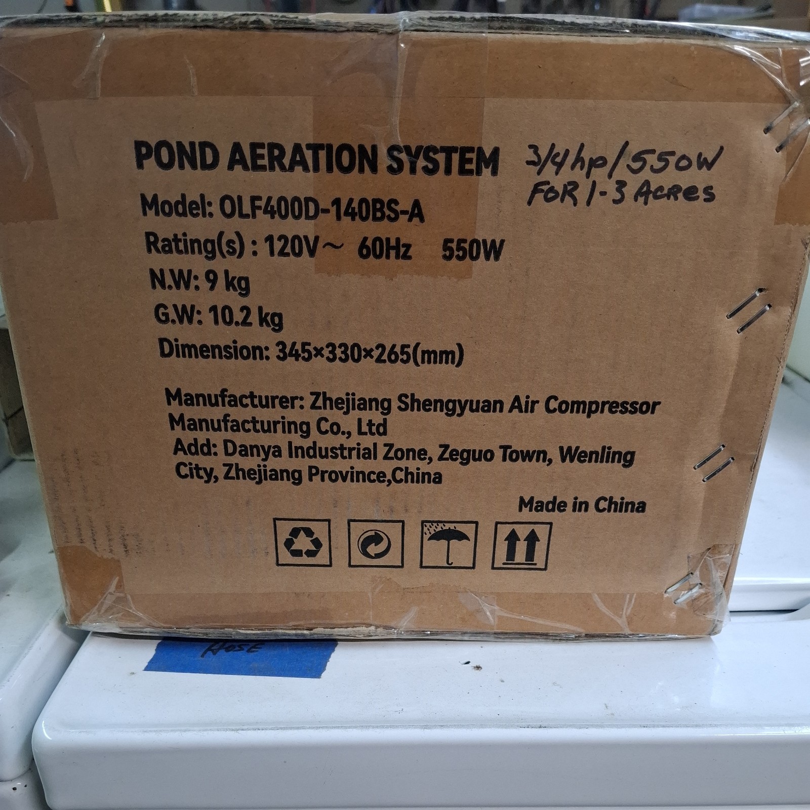 VEVOR Pond Aerator for Lake up to 3 Arces 5.2CFM 3/4HP Air Compressor 550W Motor
