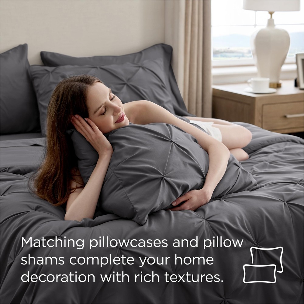 Bedsure King Size Comforter Set Dark Grey - Bed in a Bag King, 06 -
