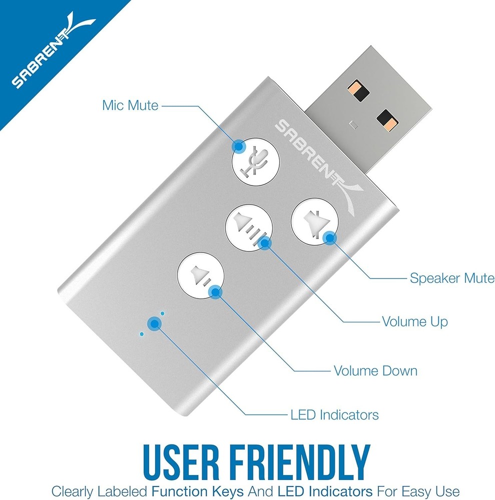USB 3D Stereo Sound Adapter for Windows & Mac