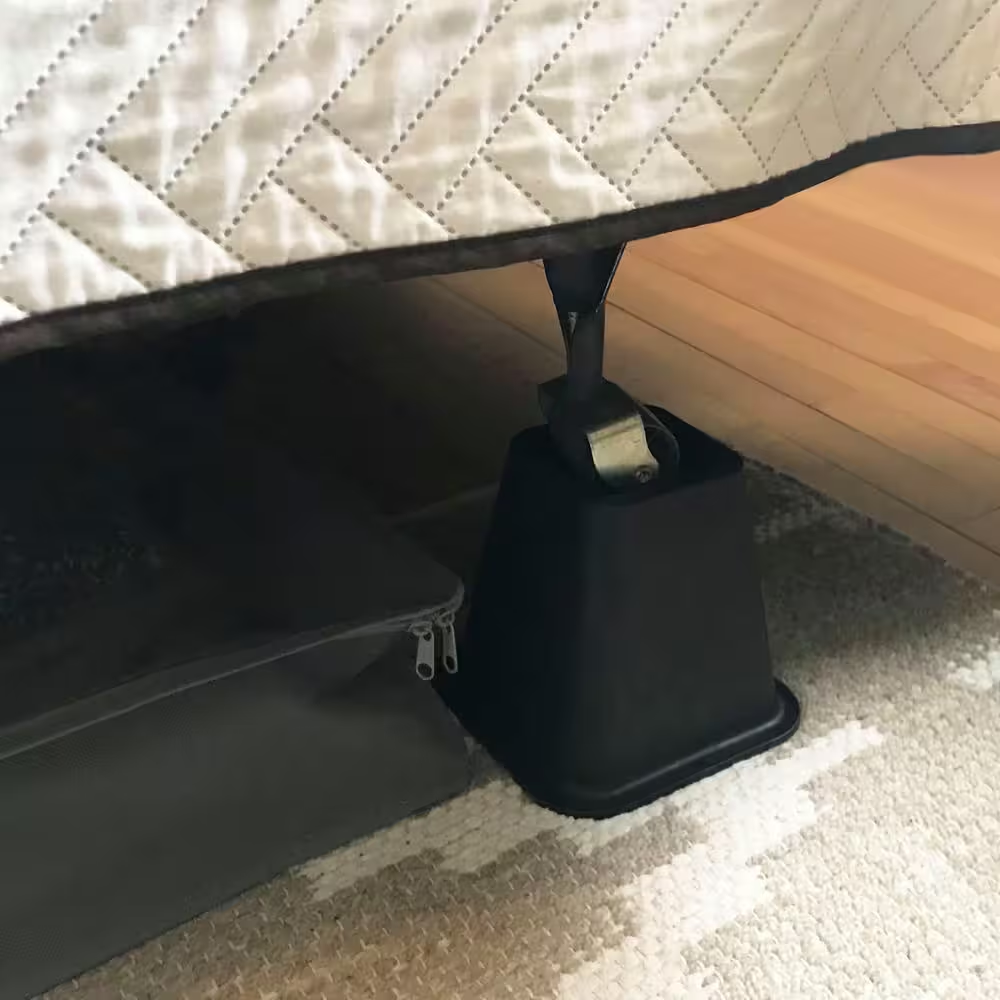 6 Inch Bed Risers 4-Pack Durable Heavy Duty Construction Ensures Black New