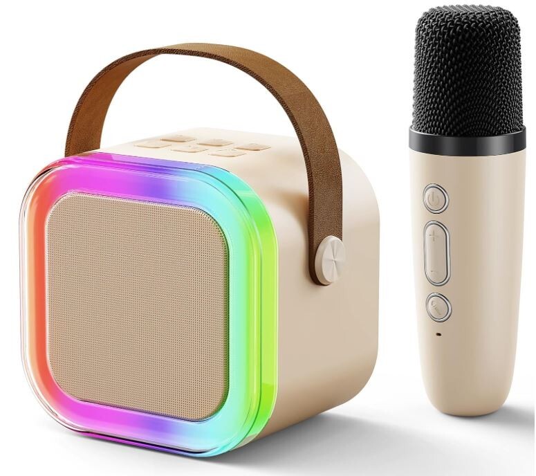 Mini Karaoke Machine Portable Bluetooth Speaker w/Wireless Microphone NEW
