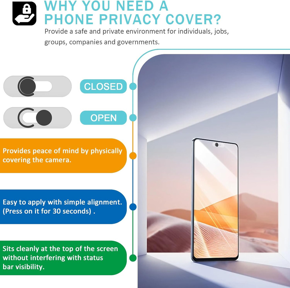 Front Camera Cover Compatible for Android Phones/Pixel/Galaxy/Ipad - Webcam Bloc