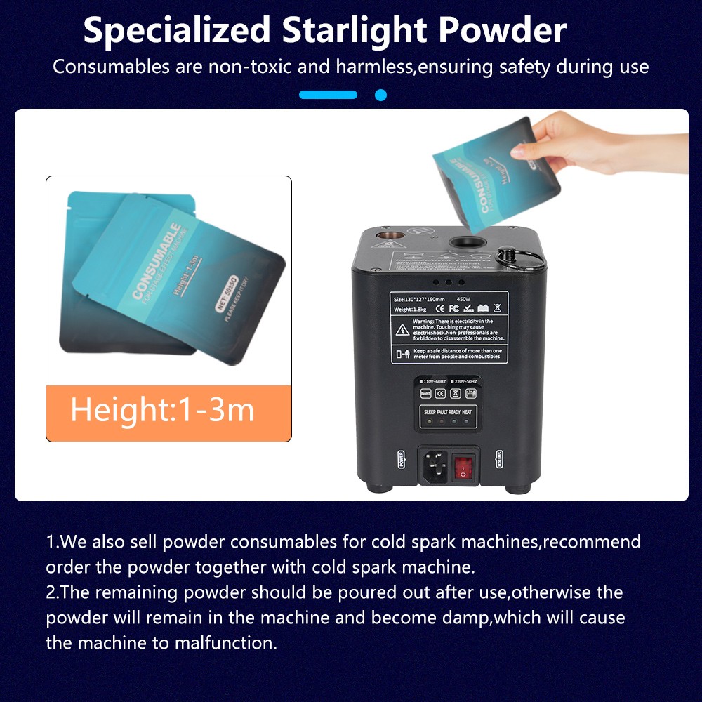 2Pack Mini Cold Spark Machine Firework Machine Wedding Stage Effect Remote 1-3M