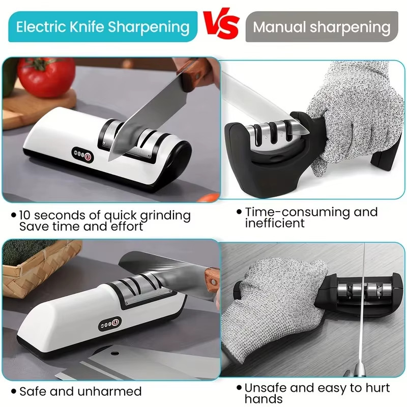 Professional Electric Knife Sharpener - 4-Stage Precision Automatic Kitchen Tool