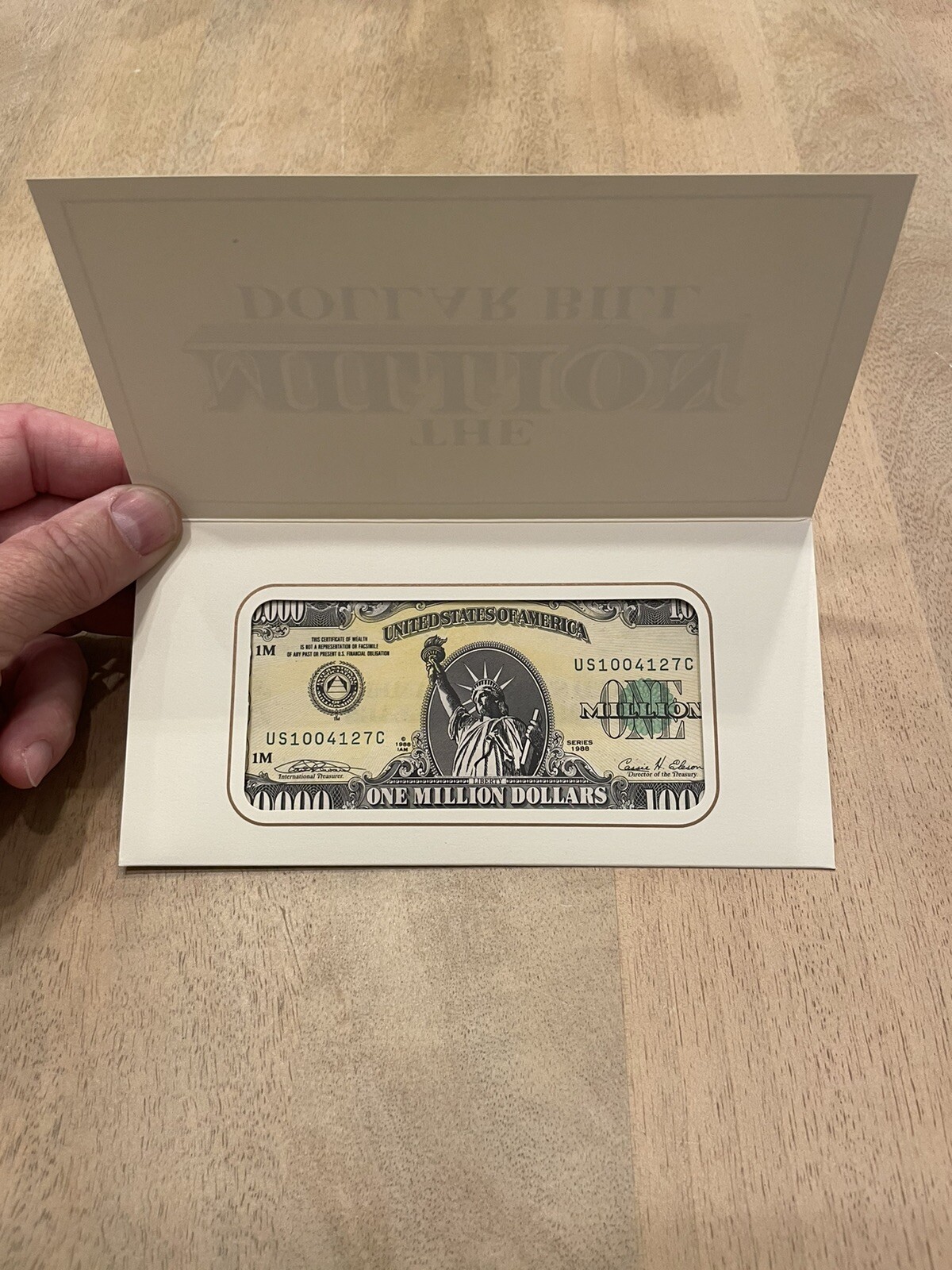 Million Dollar Bill - IAM Collector Series 1988 With Cert of Auth & Paperwork