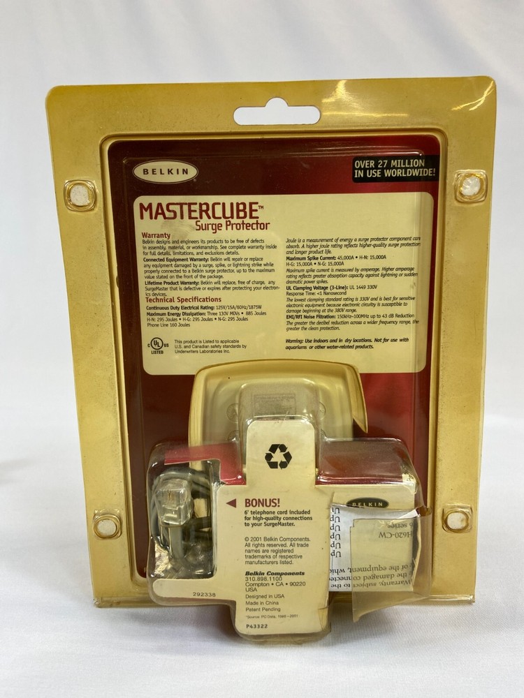 Mastercube Surge Protector Belkin New In Box White For Computers Phones Modems
