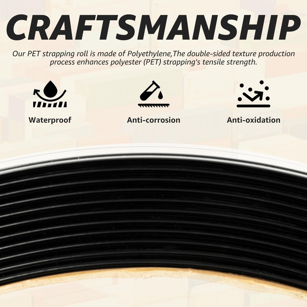U.S. Solid 1/2" x 0.02" x 2952ft. Length Polyester PET Strapping