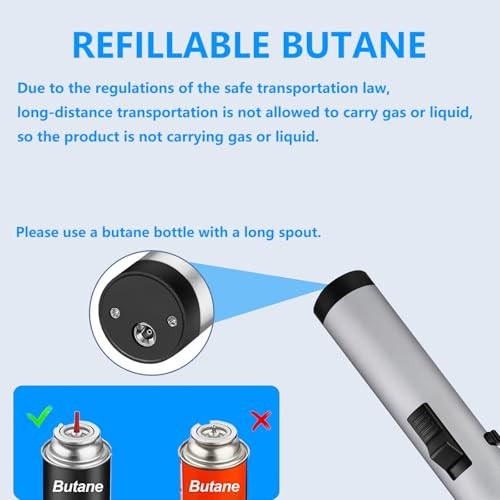 Torch Lighter, Refillable Butane Windproof Jet Flame Super Large Torch Blue