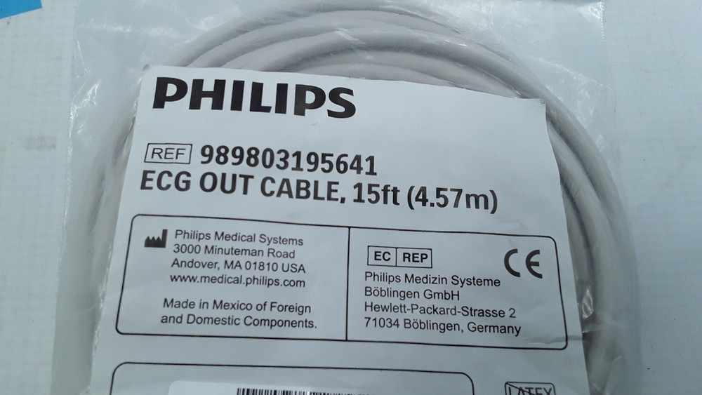 Philips ECG Out Cable 15ft REF 989803195641