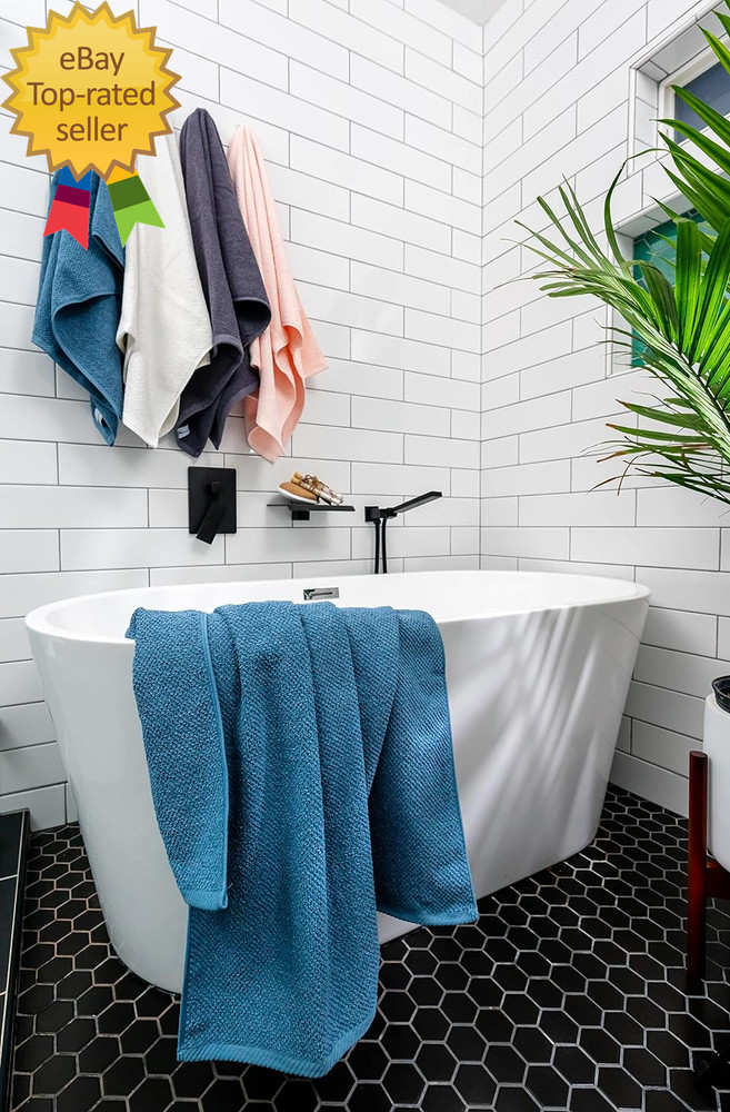 79456 Popcorn Textured Bath Towels 4 Pack Blue