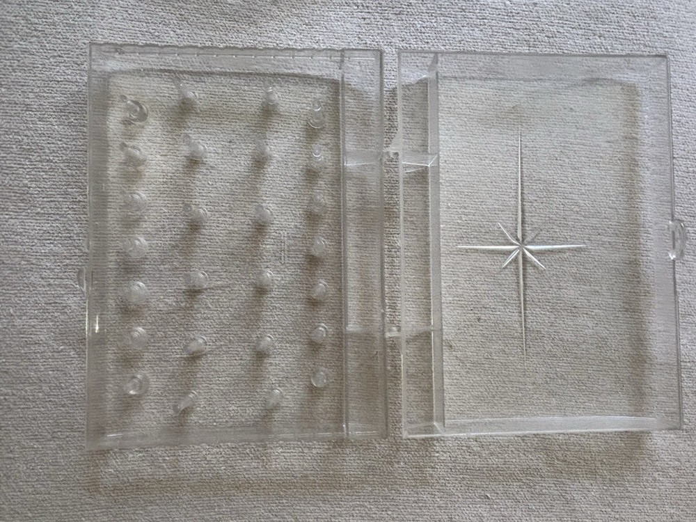 2 Vintage Plastic Spool Boxes Clear Thread Holder Caddy Sewing Storage