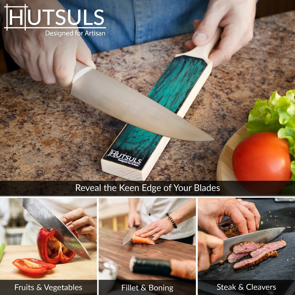 HUTSULS Double Sided Leather Strop Paddle Compound Knife Kit Sharpener Honing