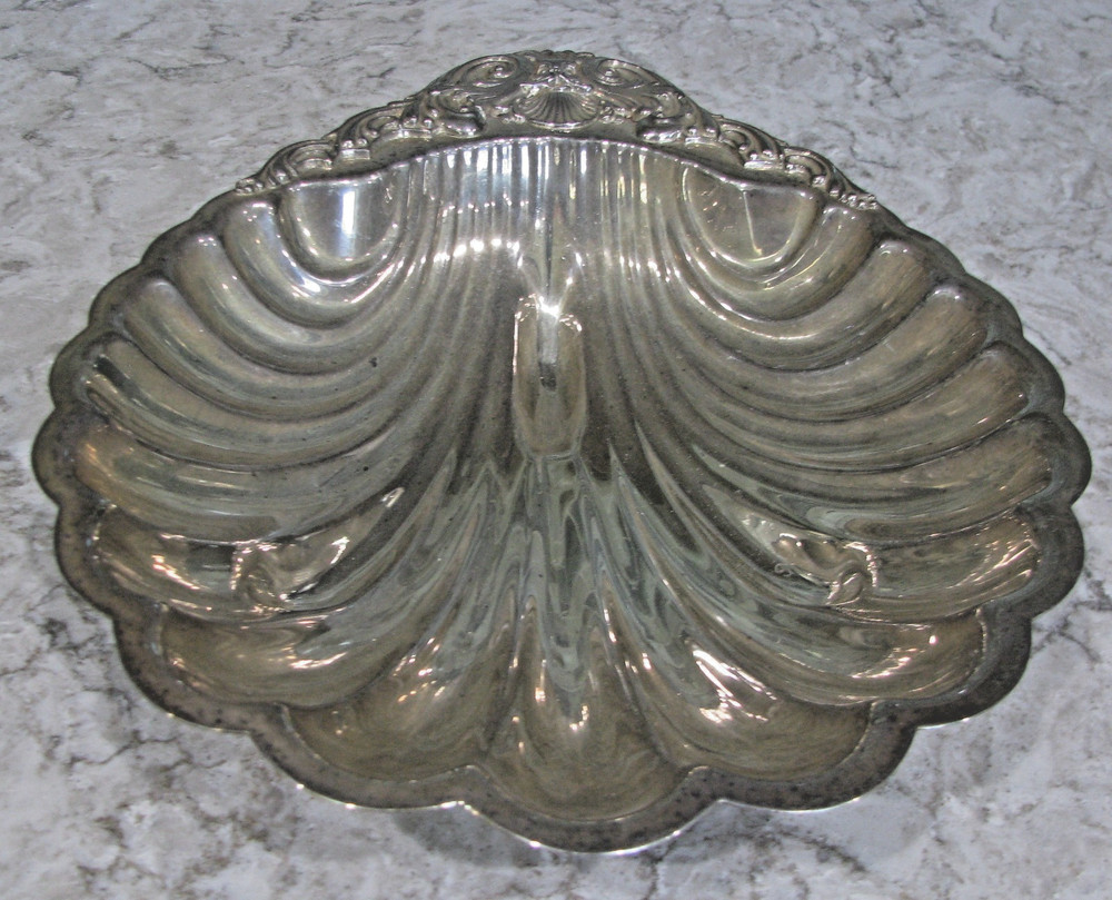 Vintage F. B. Rogers Silver Plated Seashell-Shaped Footed Serving Dish #1630,