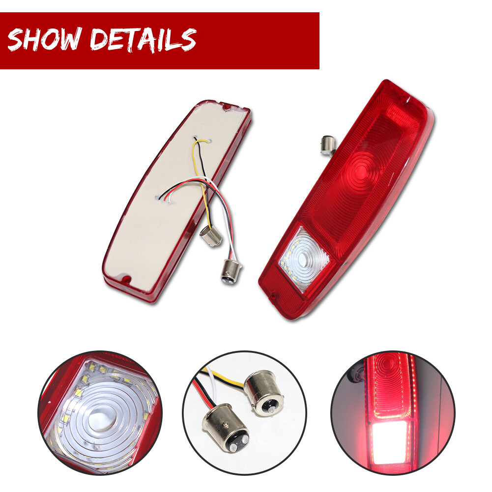 Pair (2) 1967-1972 Ford Truck 1967-1977 Bronco Red Tail Lights Taillamps LH+RH