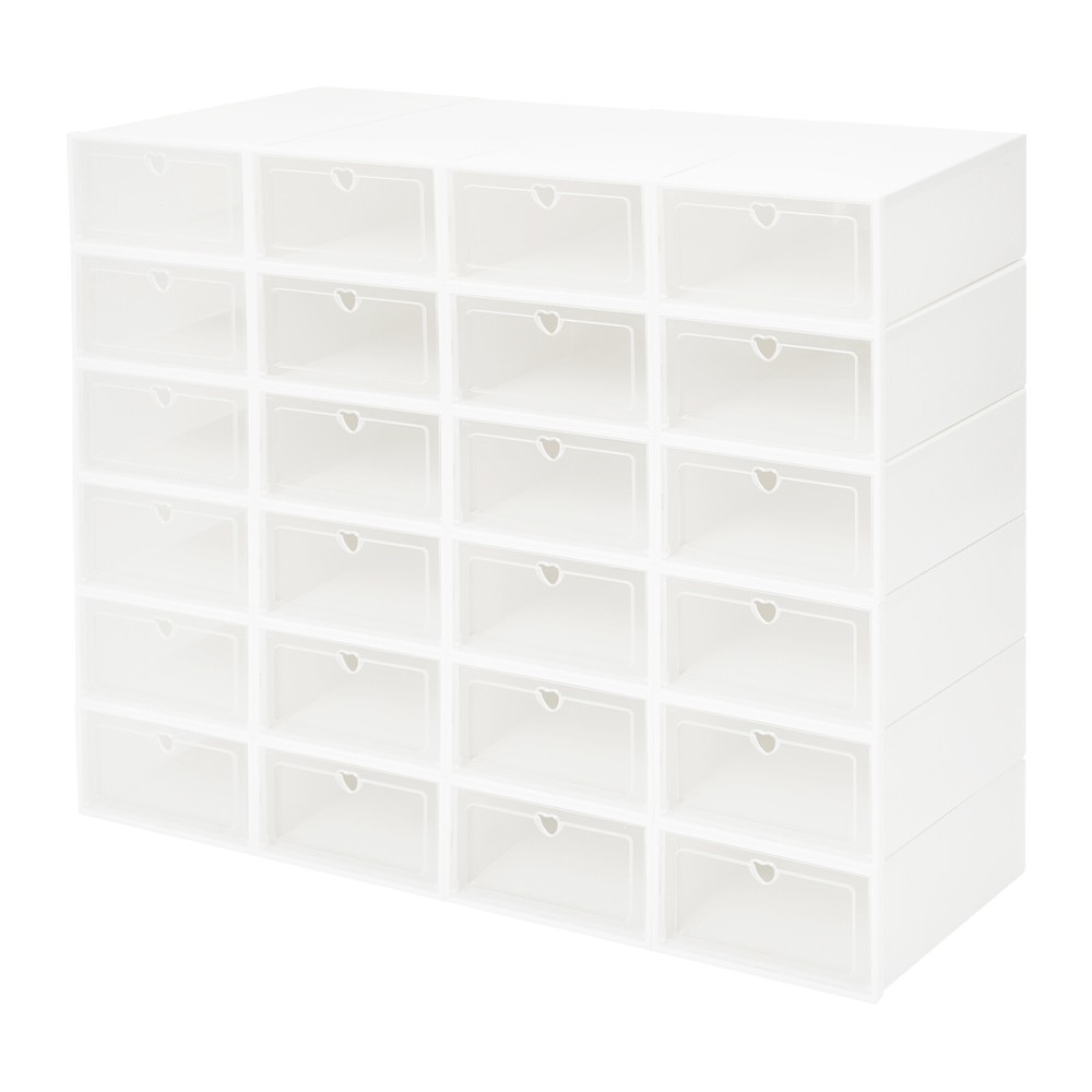 24pcs Shoe Storage Box Shoes Case Transparent Stackable Shoe Organizer Container