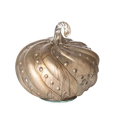 Wind & Weather Silver-Bronze Glass Pumpkin