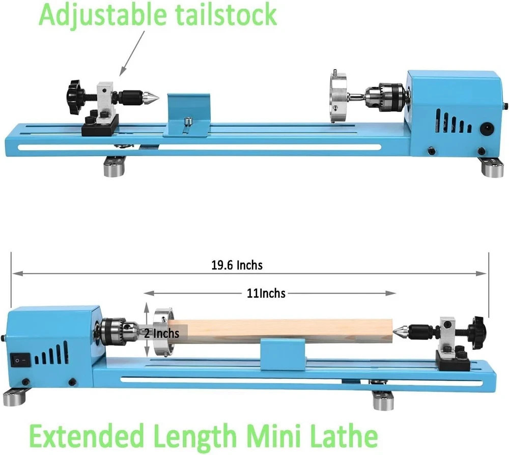 Mini Wood Lathe Machine Multi-Purpose Upgraded and Lengthened Processing Diamete