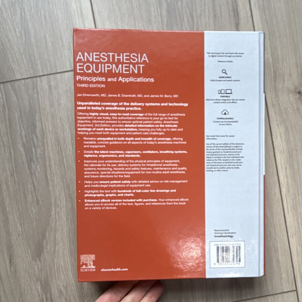 Anesthesia Equipment Principles & Applications 3rd Ed Hardcover Elsevier Digital