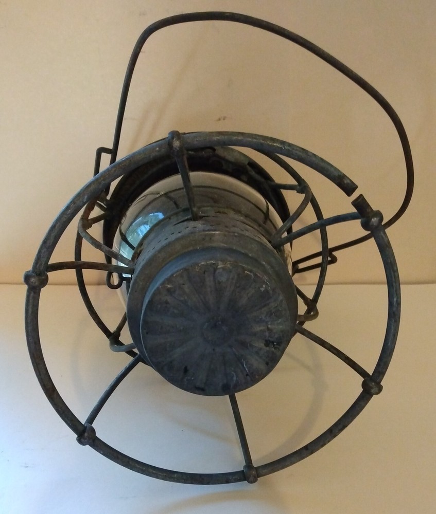 Burlington Route Railroad Lantern with Tall Clear Embossed Globe