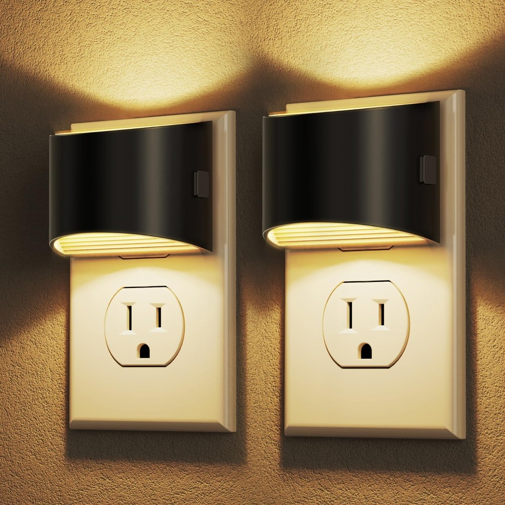 2Pack LED Plug In Night Light Dusk to Dawn Sensor Adjustable Brightness LED Set