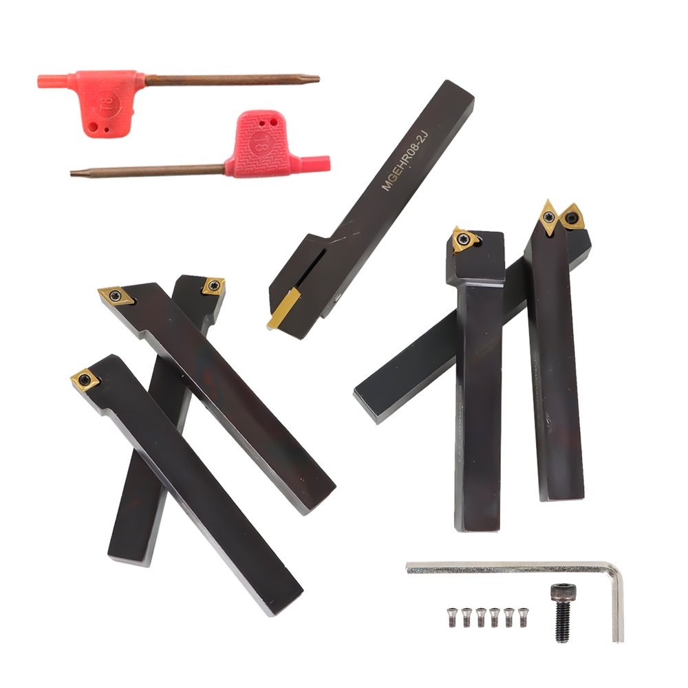 7Pcs 1/2" Lathe Tool Bit Set, Thread Insert & Holder, Carbide Indexable Turning