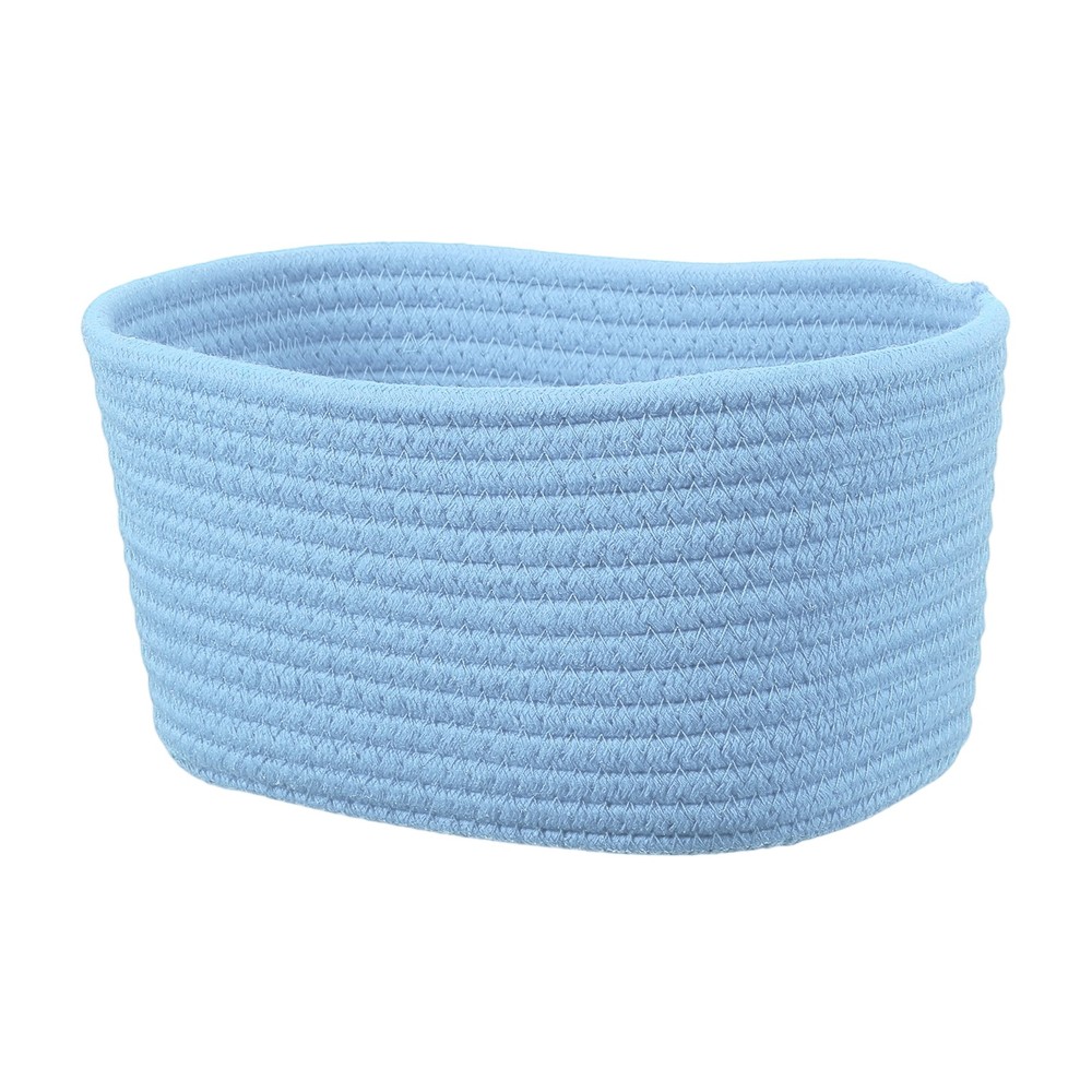 Small Rope Basket, 8.3x5.9x4.7 Inch Small Woven Basket Rectangular Light Blue