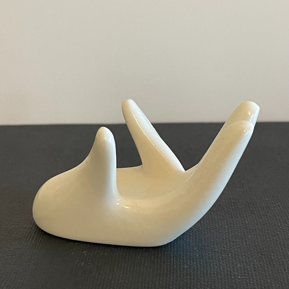 Ceramic Hand Shaped Ring and Trinket Holder Miniature Decor Figurine Tiny Stand
