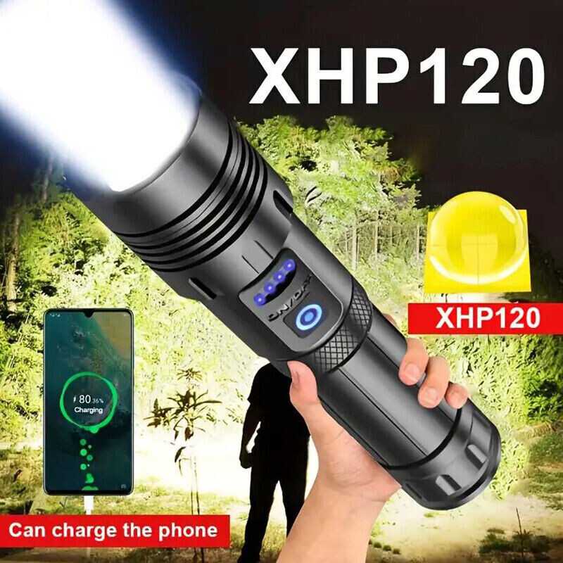 90000000 Lumen Super Bright LED Tactical Flashlight Rechargeable LED Work Light