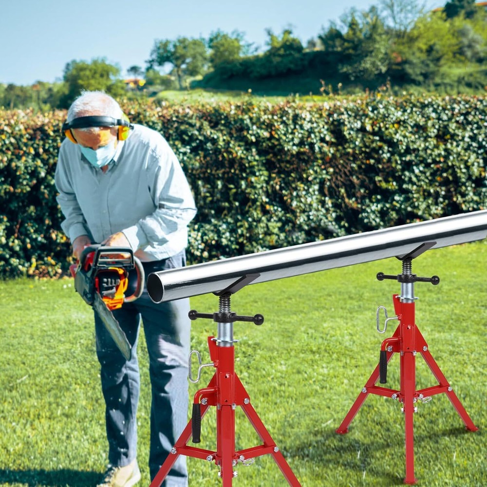 2500Lbs Pipe Stand 28"-52" Adjustable Height Foldable Pipe Jack Stand w/ V-Head