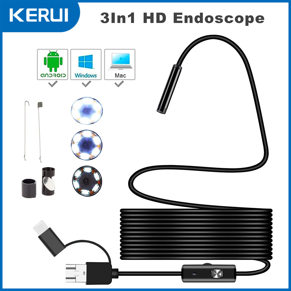 6LED USB Snake Endoscope Borescope HD Inspection Camera For Android Type C USA