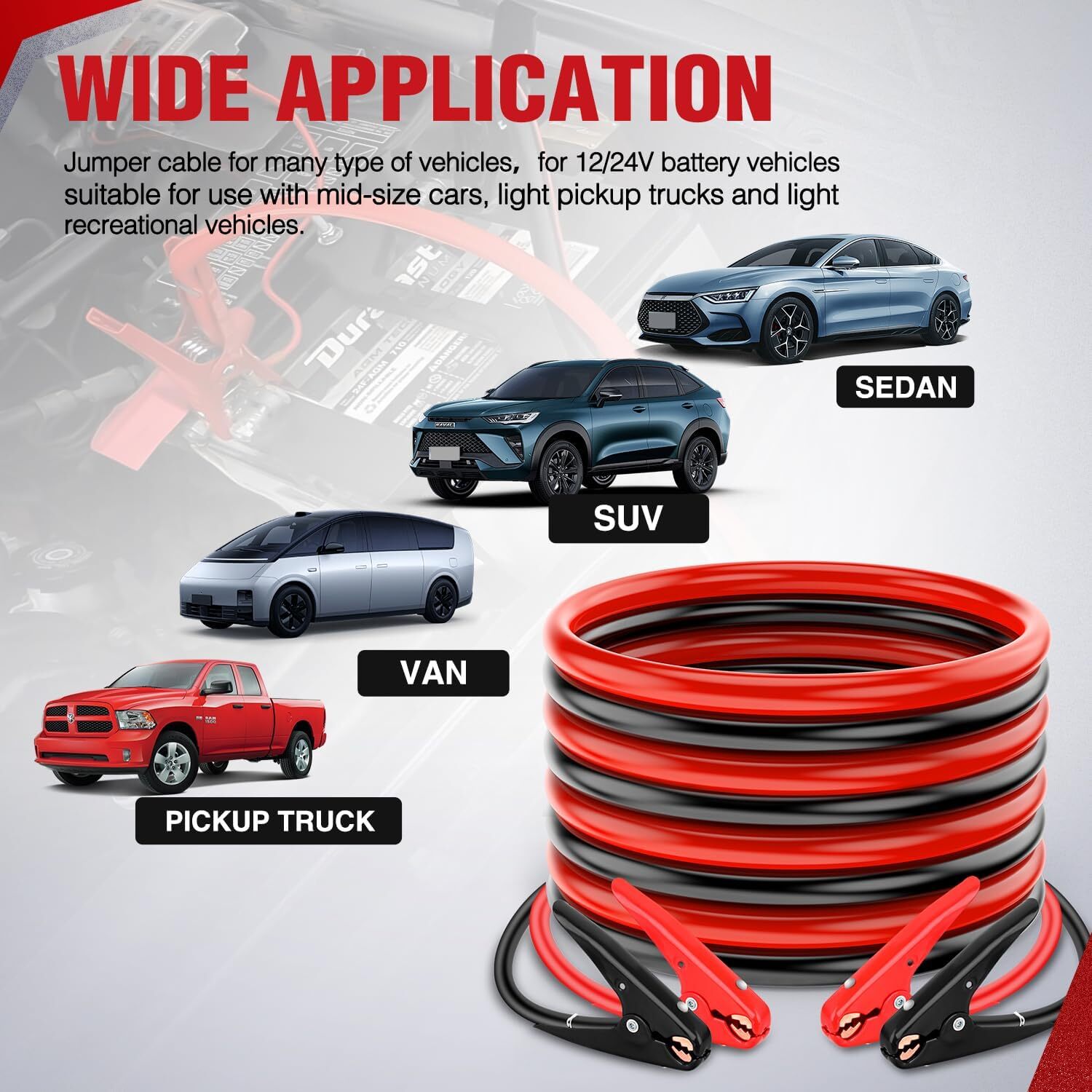 Nilight Jumper Cables for Car Battery 4Gauge 20 FT Booster Cable Heavy Duty 600A