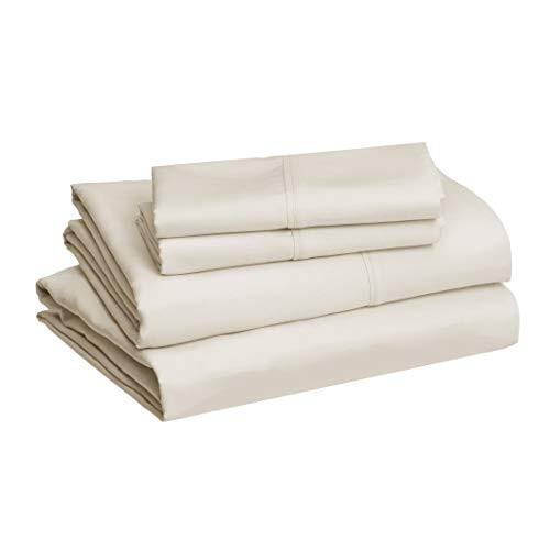 4 Piece Deluxe Microfiber Bed Sheets Size, Solid Queen Beige
