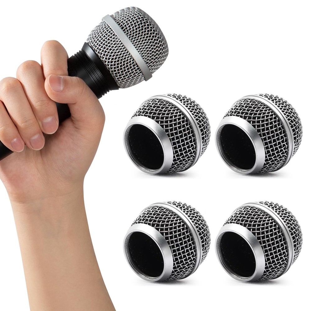 4 Pack SM58 Microphone Head Replacement Standard Size Grille Mic Replacement wit
