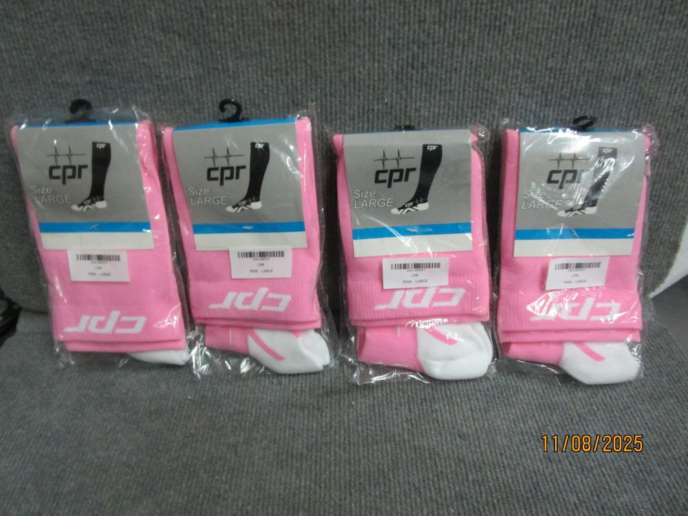 (4) Pair CPR Compression Socks Pink Size Large