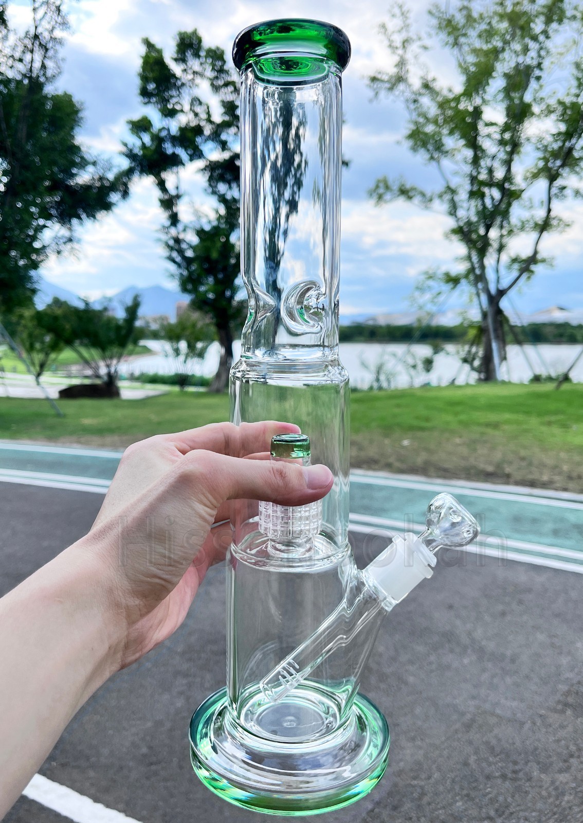 15'' Heavy Glass Bong 2.2lb Smoking Pipe Hookah Percolate Water Pipe 14mm Bowl