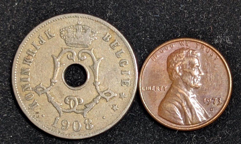 1908 Belgium 25 Centimes Circulated KM# 62