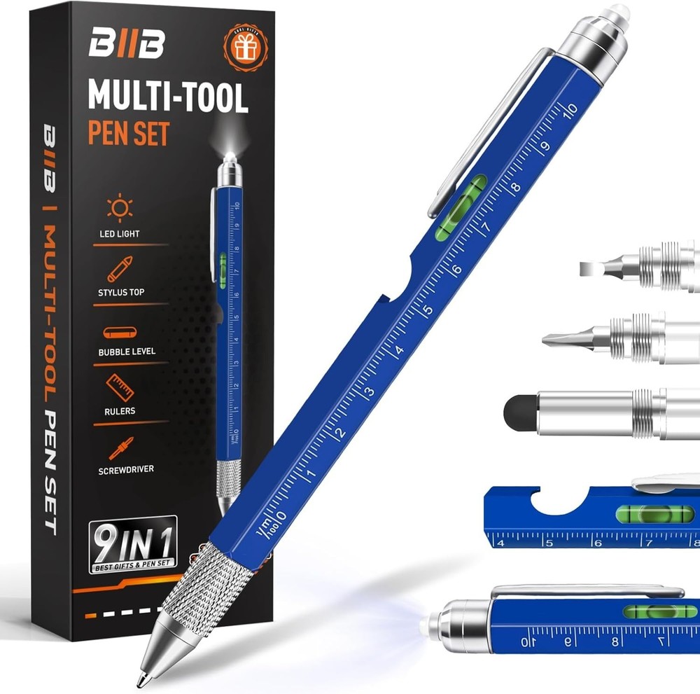 9-in-1 Multitool Pen: Unique Valentine's Gift for Him—Includes Gift Box