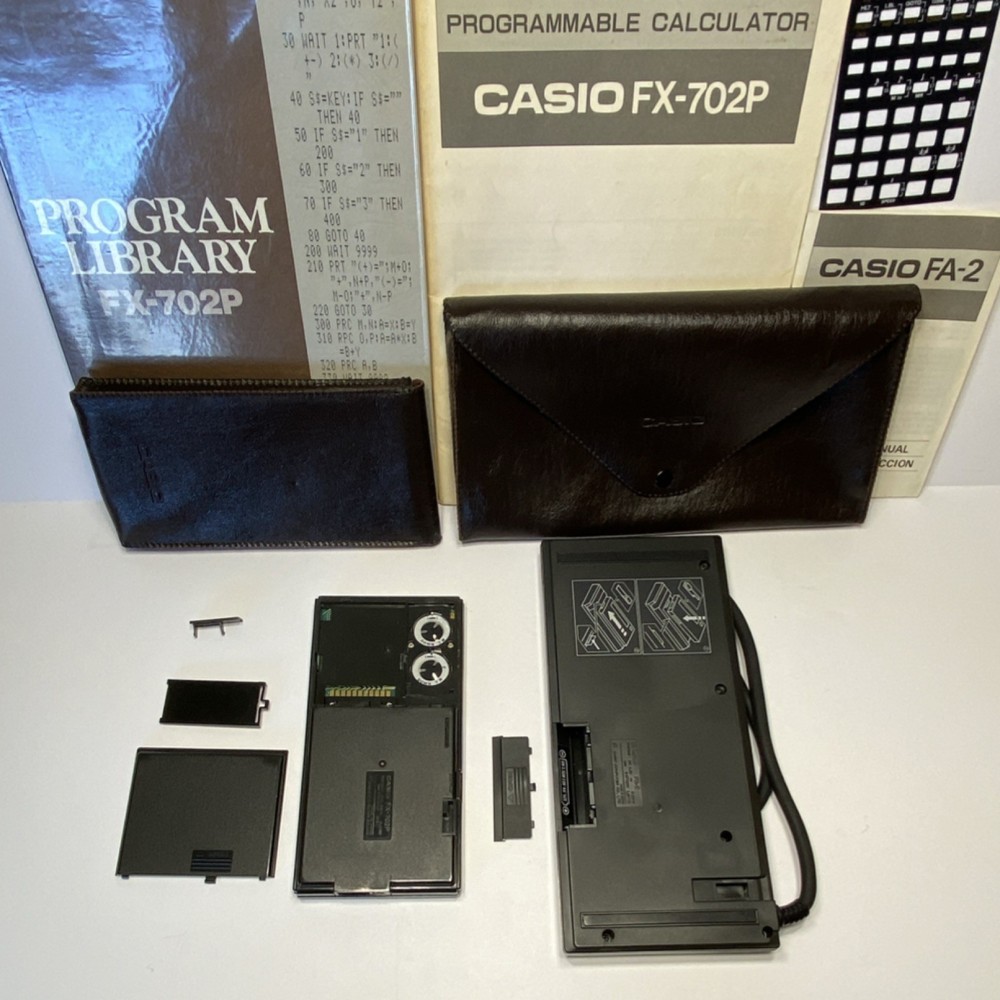 Casio FX-702P Vintage Programmable Calculator w/ FA-2 Cassette Interface, Manual