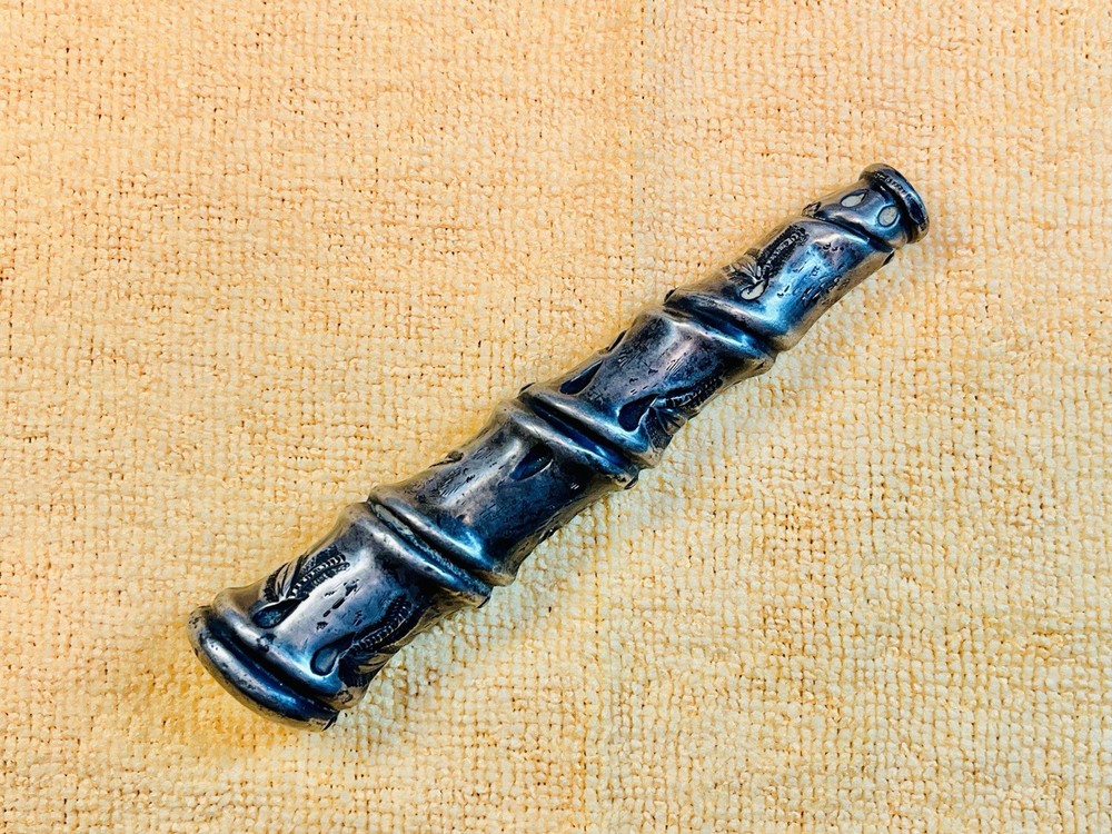 Antique Sterling Silver Umbrella Parasol Handle Bamboo Pattern 66g