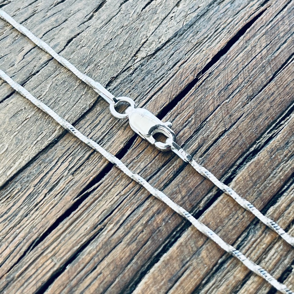 Real Solid 925 Sterling Silver Twisted Square Diamond Cut Snake Chain Necklace