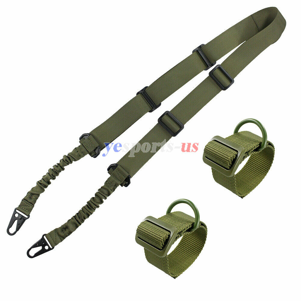 Tactical 2 Points Bungee Rifle Sling Adjustable with 2 ButtStock Sling Adapter