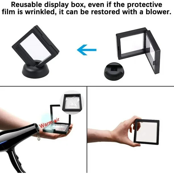 5x Transparent 3D Floating Frame Display Stands Holder Frames 5 Different Sizes