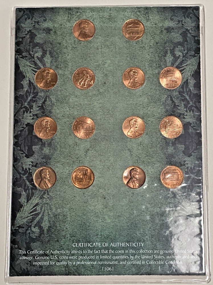 Brilliant Uncirculated Penny Design Collection P & D Mints COA Display